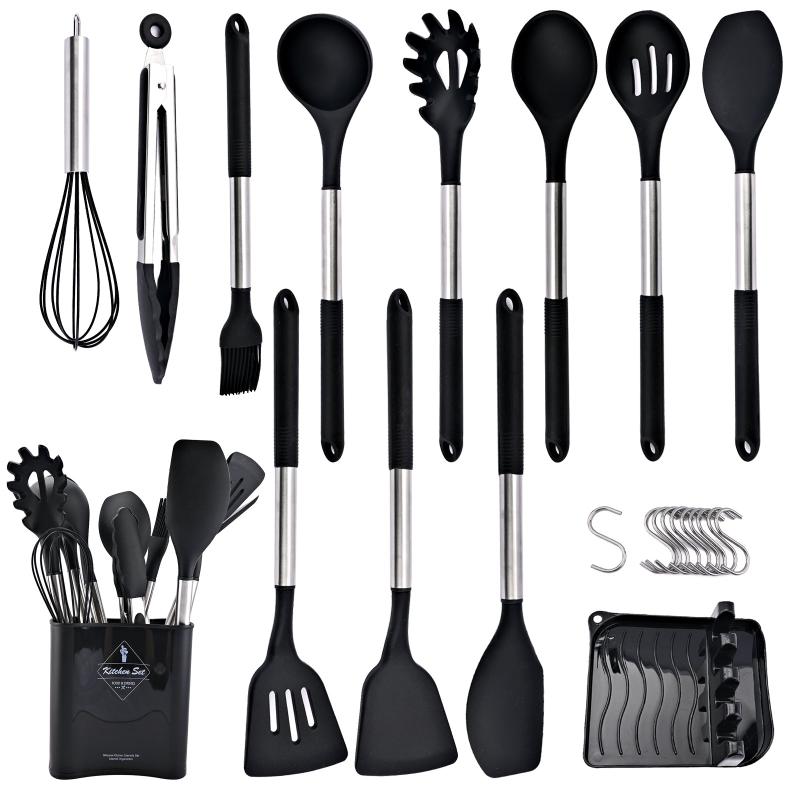 23pcs Silicone Kitchen Utensils Set Non stick Spatula Spoon Egg Beater