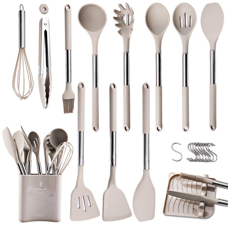 23pcs Silicone Kitchen Utensils Set Non stick Spatula Spoon Egg Beater