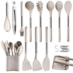 23pcs Silicone Kitchen Utensils Set Non stick Spatula Spoon Egg Beater
