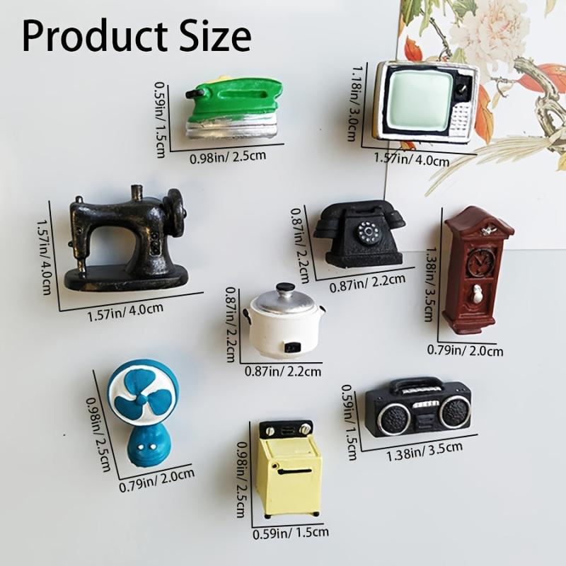 10pcs Retro Fridge Magnets 3D Home Decoration Magnetic Stickers
