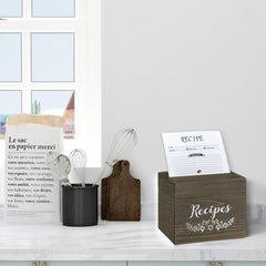 Wooden Recipe Box With Cards & Farmhouse Recipe Organizer