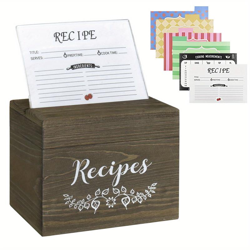 Wooden Recipe Box With Cards & Farmhouse Recipe Organizer
