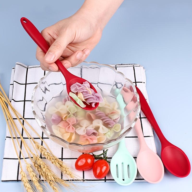Colorful Silicone Slotted Spoon for Dining and Cooking with Hanging Hole