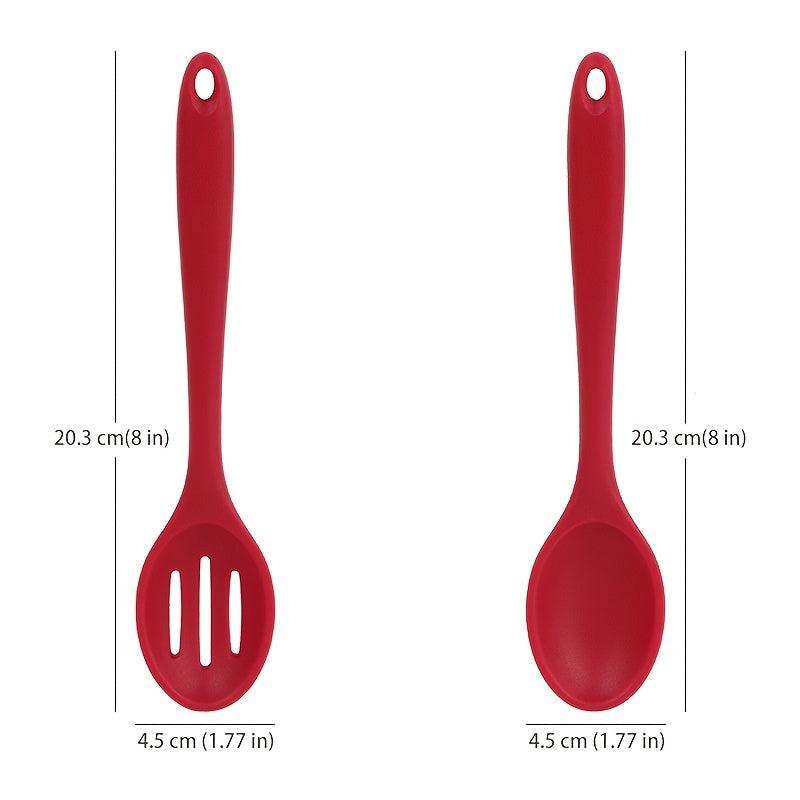 Colorful Silicone Slotted Spoon for Dining and Cooking with Hanging Hole