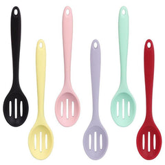 Colorful Silicone Slotted Spoon for Dining and Cooking with Hanging Hole