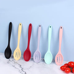 Colorful Silicone Slotted Spoon for Dining and Cooking with Hanging Hole