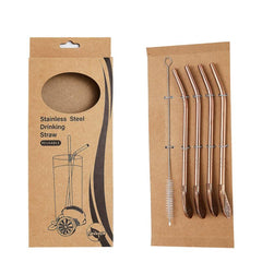 5pcs Reusable Stainless Steel Straw Spoon Set with Brush