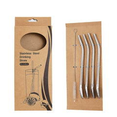 5pcs Reusable Stainless Steel Straw Spoon Set with Brush