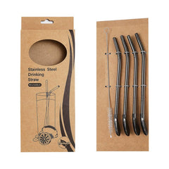 5pcs Reusable Stainless Steel Straw Spoon Set with Brush
