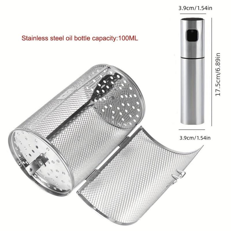 Stainless Steel BBQ Grill Basket With Bottle Round