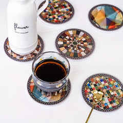 Boho Marble Coaster Set - 4 Absorbent Ceramic Coasters