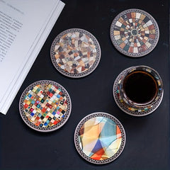 Boho Marble Coaster Set - 4 Absorbent Ceramic Coasters