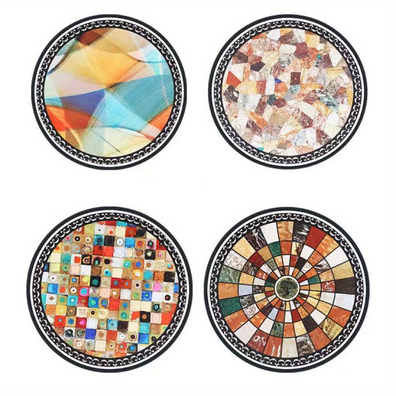 Boho Marble Coaster Set - 4 Absorbent Ceramic Coasters