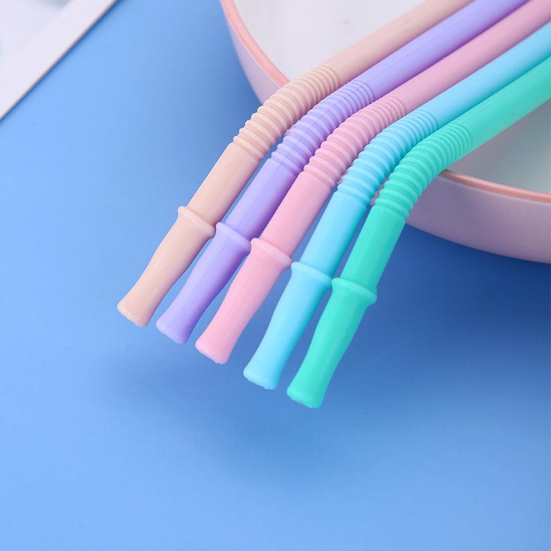 5pcs Colorful Silicone Straws Foldable Heat & Cold Resistant for Camping