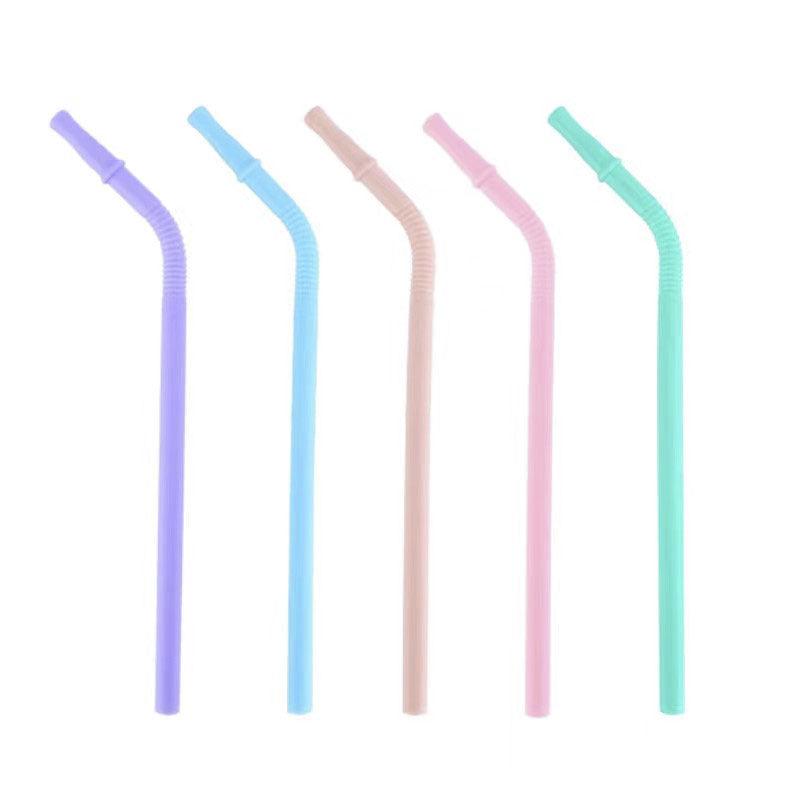 5pcs Colorful Silicone Straws Foldable Heat & Cold Resistant for Camping