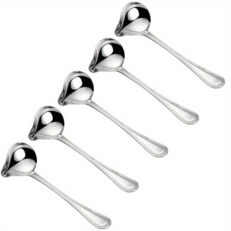 5pcs Stainless Steel Saucier Drizzle Spoon Sauce Ladle Pouring Spout