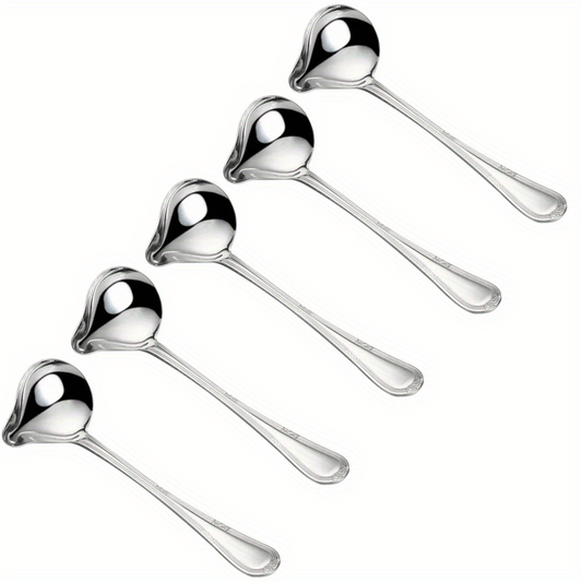5pcs Stainless Steel Saucier Drizzle Spoon Sauce Ladle Pouring Spout