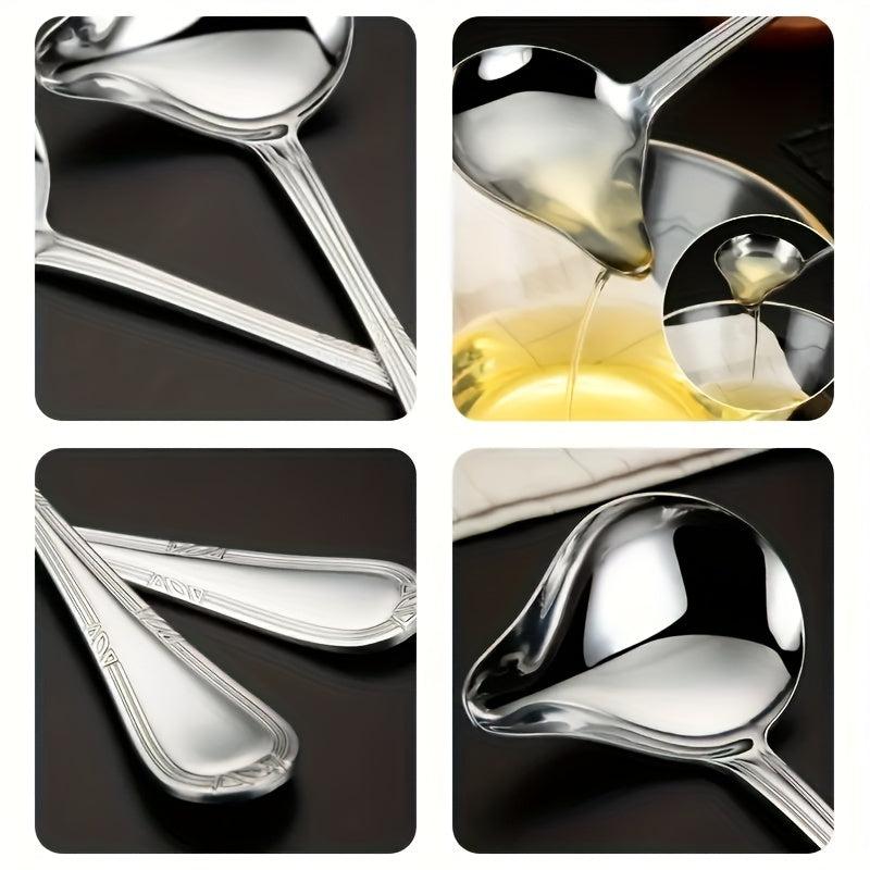5pcs Stainless Steel Saucier Drizzle Spoon Sauce Ladle Pouring Spout