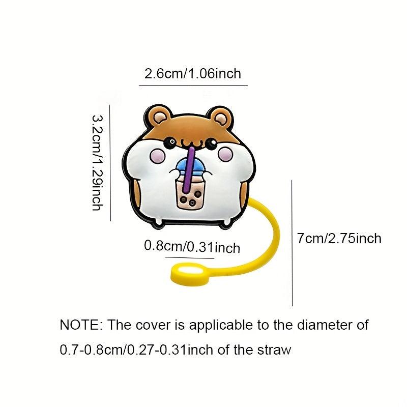 10pcs Cute Animal Reusable Straw Plugs Dust-Proof Protective Cover for Straws