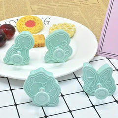 4pcs Cartoon Dinosaur Biscuit Spring Press Mold Set