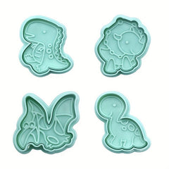 4pcs Cartoon Dinosaur Biscuit Spring Press Mold Set