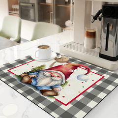 1pc Draining Mats Coffee Mats Kitchen Dish Mats Bar Christmas Draining Mat