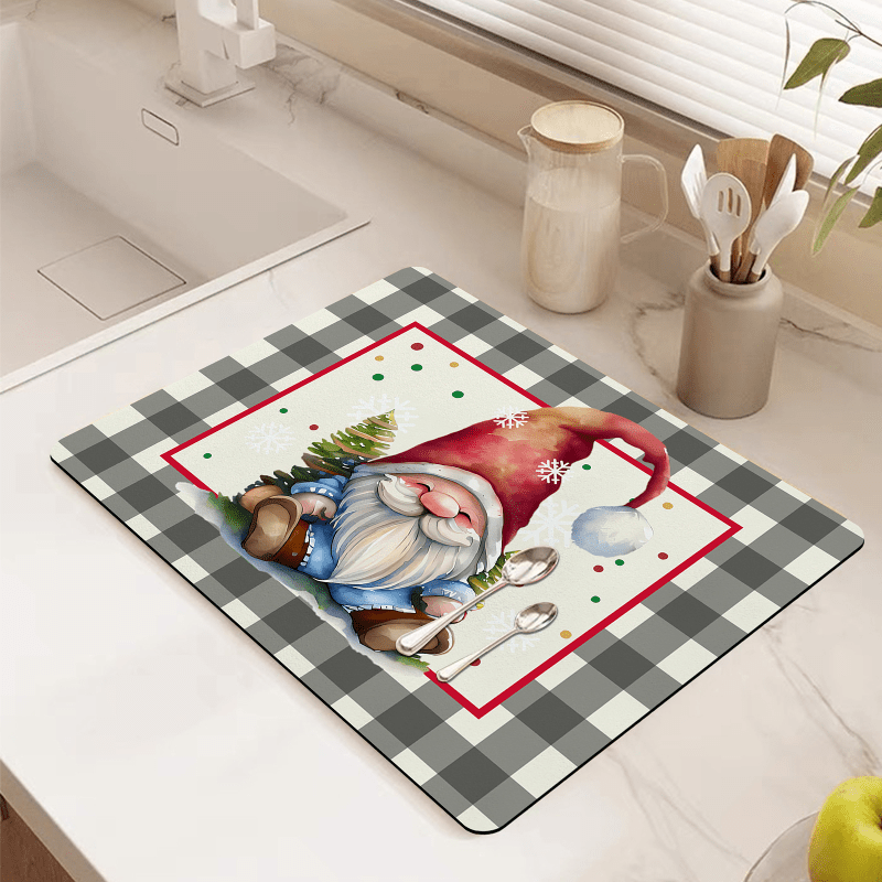 1pc Draining Mats Coffee Mats Kitchen Dish Mats Bar Christmas Draining Mat
