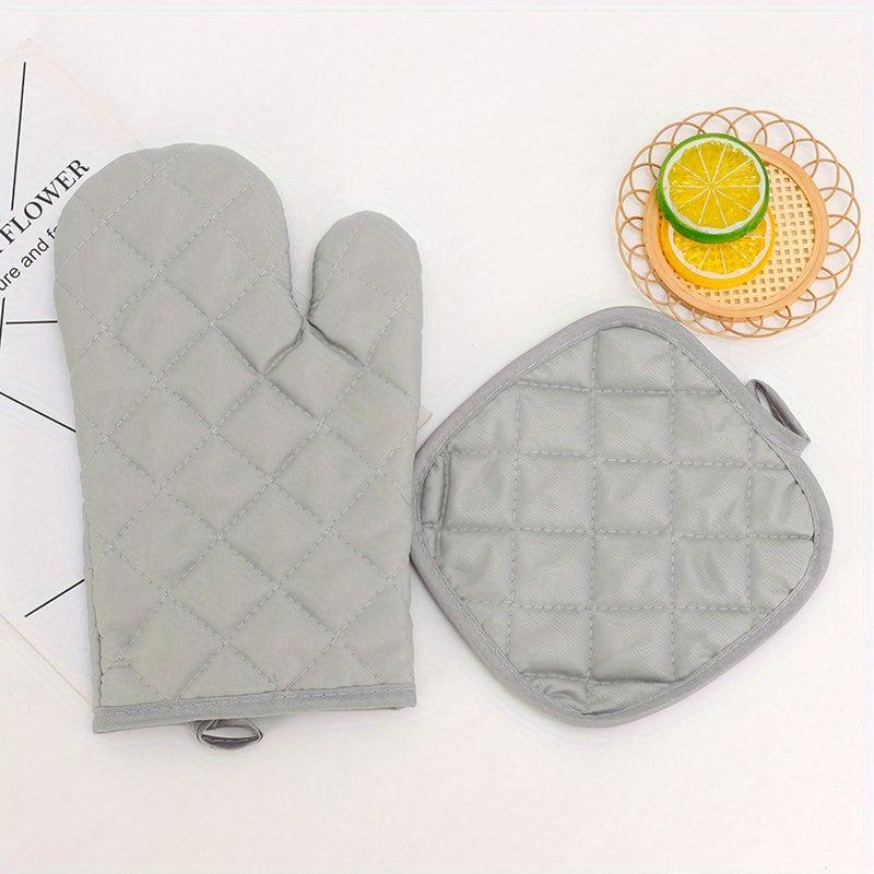 2pcs Cotton Oven Mitts Heat Resistant Insulation Pad Set