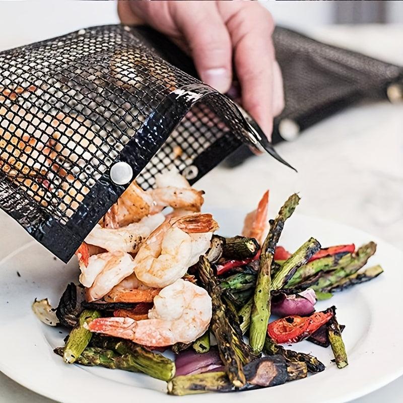 1pc Reusable BBQ Mesh Grill Bag Non Stick Teflon Barbecue Isolation Pad