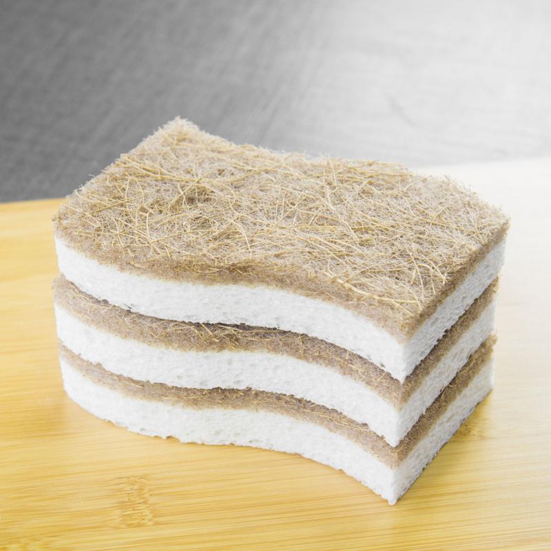 Linen Dish Cloth Sisal Scouring Pad Sponge Kitchen Supplies