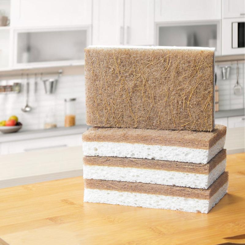 Linen Dish Cloth Sisal Scouring Pad Sponge Kitchen Supplies