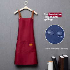 Waterproof Polyester Kitchen Apron with Pockets for Men and Women