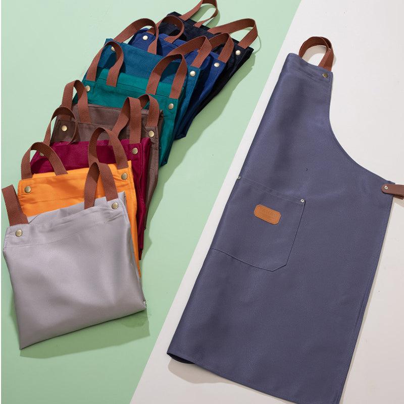 Waterproof Polyester Kitchen Apron with Pockets for Men and Women
