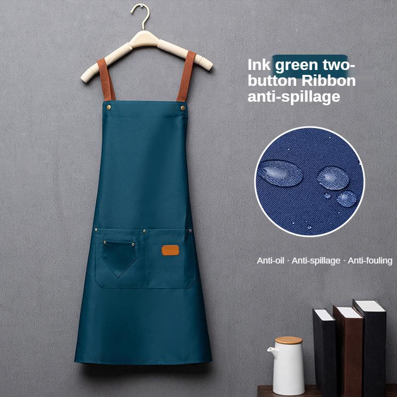 Waterproof Polyester Kitchen Apron with Pockets for Men and Women