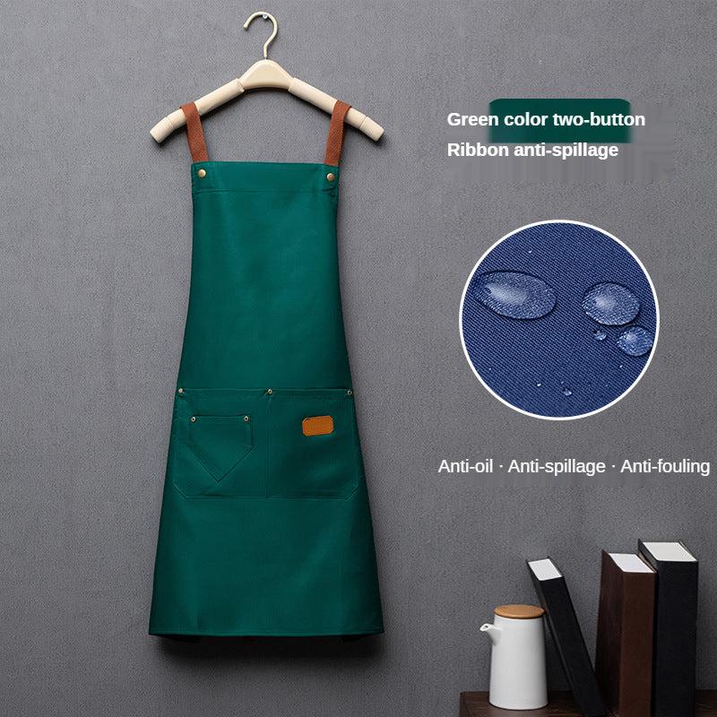 Waterproof Polyester Kitchen Apron with Pockets for Men and Women