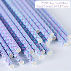 25Pcs Mermaid Family Disposable Cutlery Set for Birthday Celebration