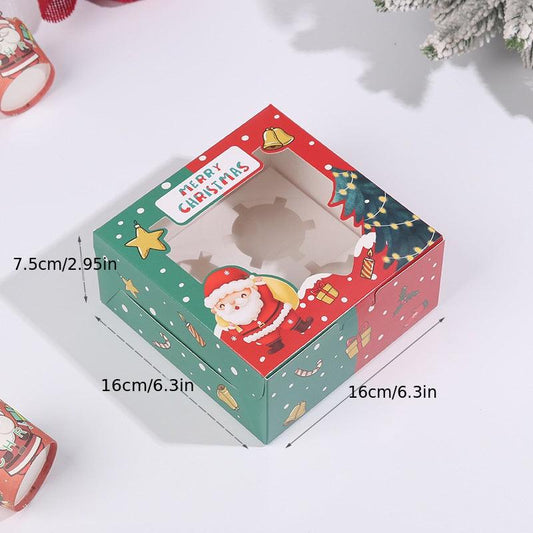 5pcs Christmas Cake Boxes Cupcake Boxes Gift Packaging Box Household Baking