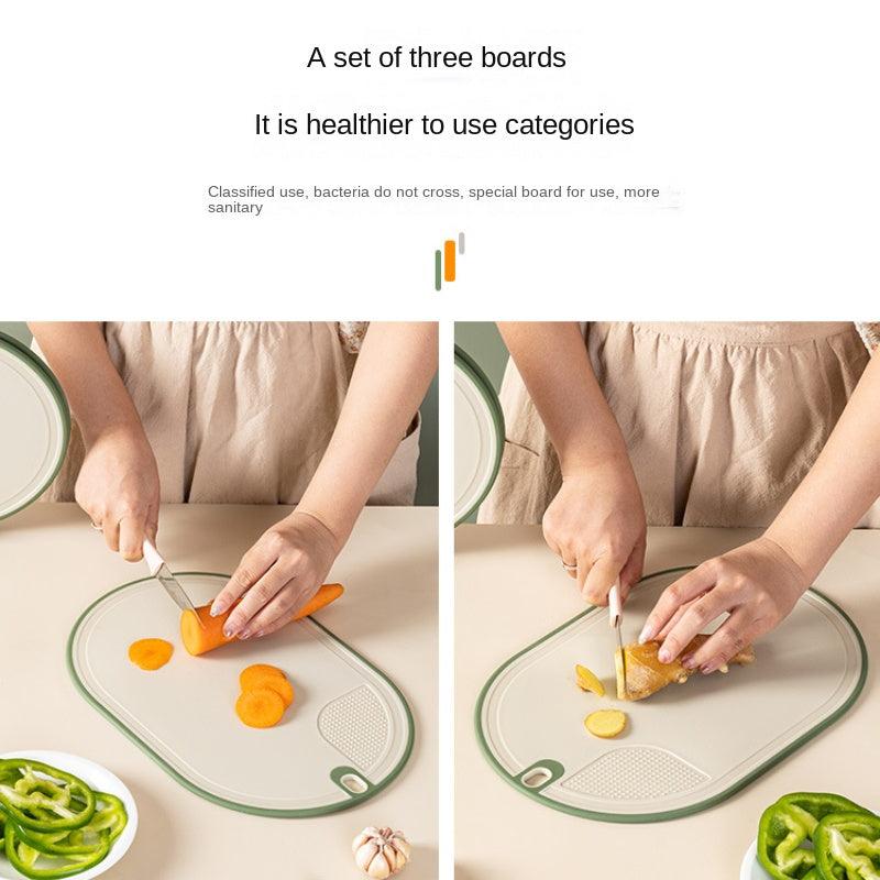 3pcs Antibacterial Cutting Board Set with Easy Grip Handle