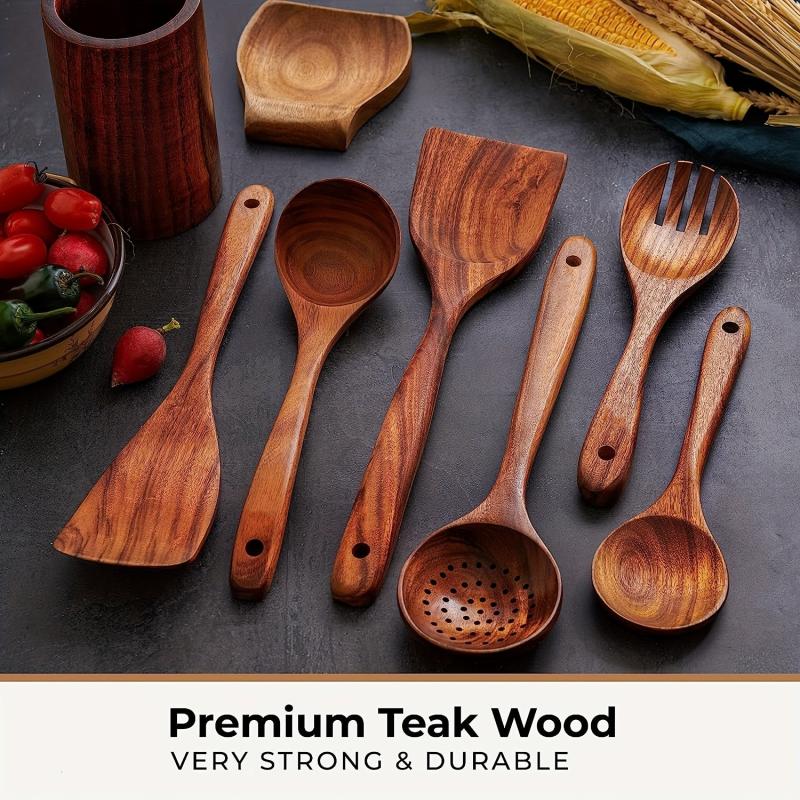 8pcs Non Stick Wooden Cooking Utensil Set Spoon Spatula Safe Durable