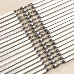 10PCS Stainless Steel Flat BBQ Skewers 33.02cm Camping Picnic Hiking Cookware