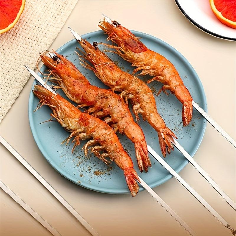 10PCS Stainless Steel Flat BBQ Skewers 33.02cm Camping Picnic Hiking Cookware