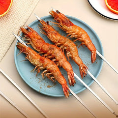10PCS Stainless Steel Flat BBQ Skewers 33.02cm Camping Picnic Hiking Cookware