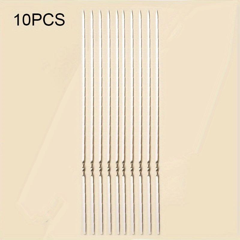 10PCS Stainless Steel Flat BBQ Skewers 33.02cm Camping Picnic Hiking Cookware
