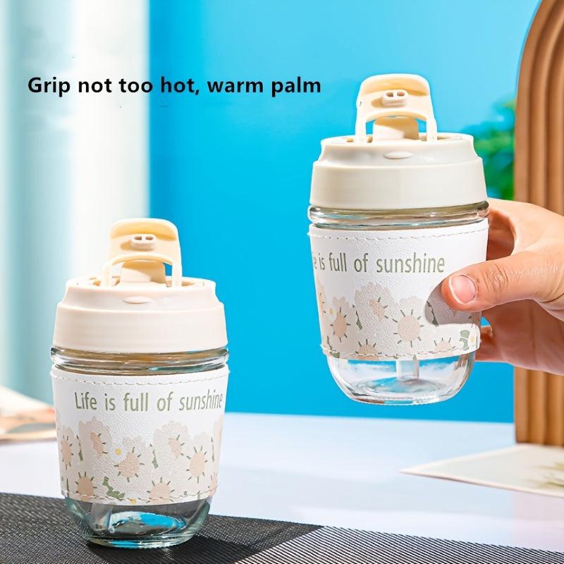 Cute Flower Tumbler with Pearl Handle & Straw
