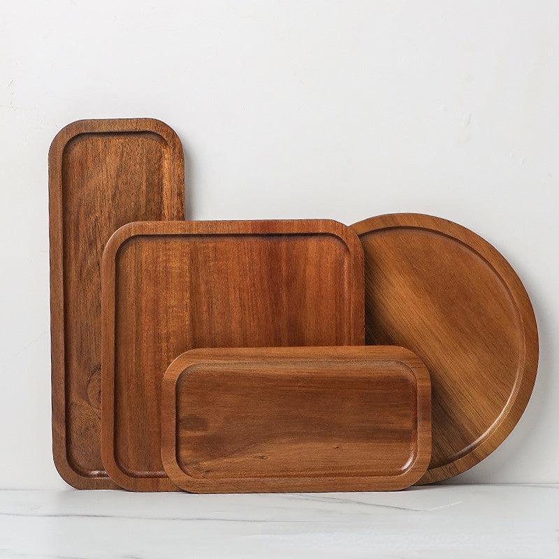 Wooden Fruit Tray Snack Dessert Plate Decorative Food Coffee Tea Cup Cake