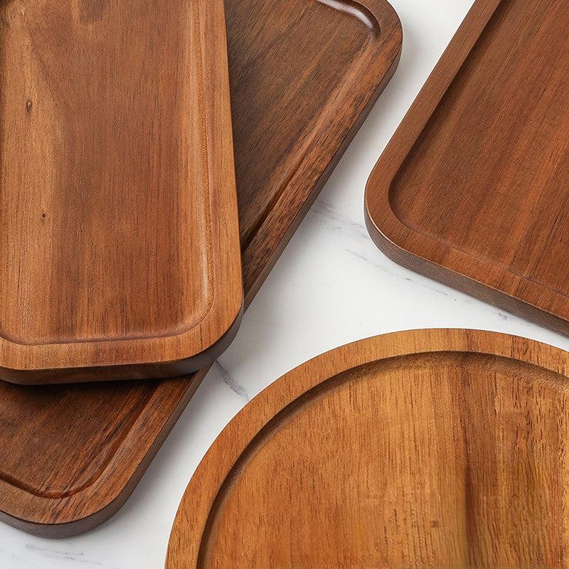Wooden Fruit Tray Snack Dessert Plate Decorative Food Coffee Tea Cup Cake