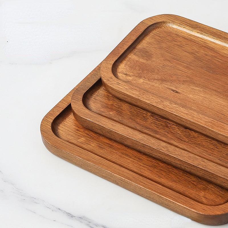 Wooden Fruit Tray Snack Dessert Plate Decorative Food Coffee Tea Cup Cake