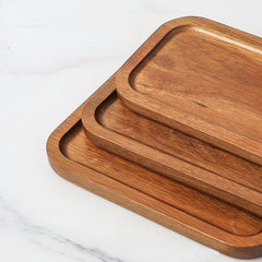 Wooden Fruit Tray Snack Dessert Plate Decorative Food Coffee Tea Cup Cake