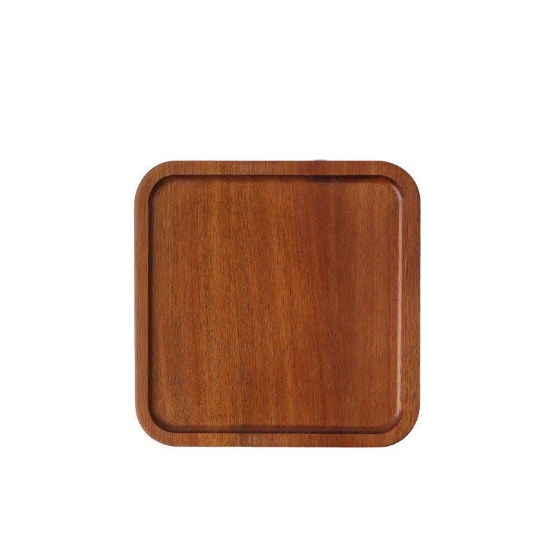Wooden Fruit Tray Snack Dessert Plate Decorative Food Coffee Tea Cup Cake