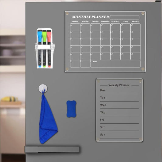 Dry Erase Fridge Magnetic Calendar with 3 Marker Pens